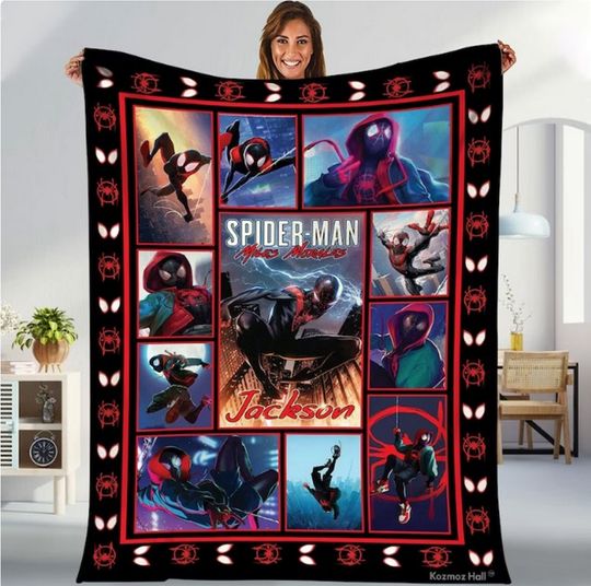 Miles Morales Spiderman Blanket, Across the Spider Verse Fleece Blanket