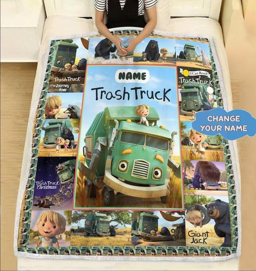 Trash Truck Blanket, Personalized Trash Truck Blanket