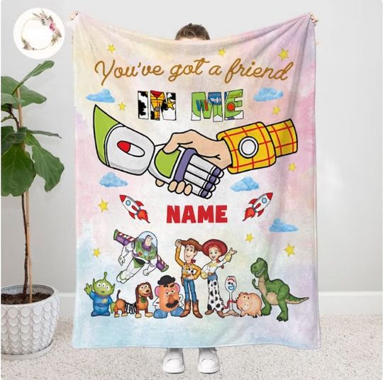 Personalized Disney Toy Story Blanket, Custom Name Disney Blanket
