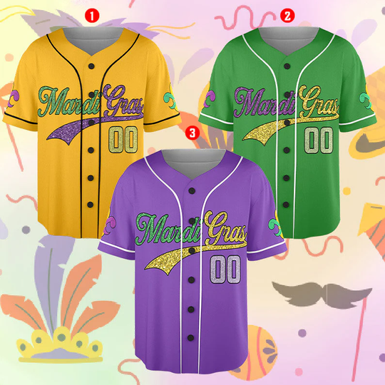 Discover Personalized Mardi Gras Carnival Baseball Jersey