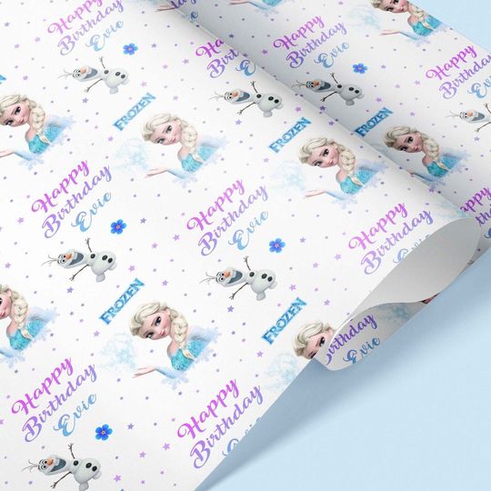 Personalised Elsa Princess Disney Wrapping Paper, Birthday Wrapping Paper, Gift Wrapping Paper