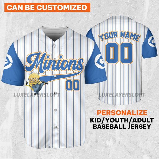Personalize Minions Cute Kungfu Funny, Custom Minions Baseball Jersey Shirt