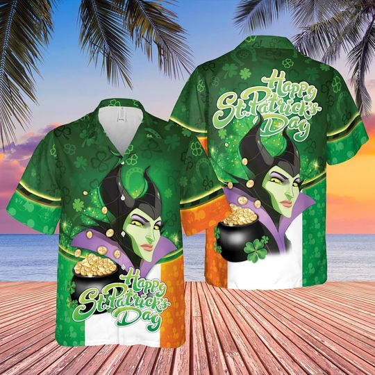 Villains Maleficent Lucky Coin Happy St Patrick day Hawaiian Shirt