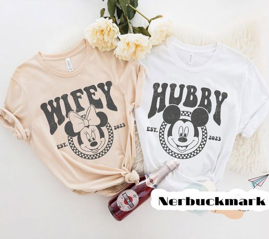 Disney Wife And Husband Shirt, Disney Couple Vacation Shirts, Valentines Day Disney