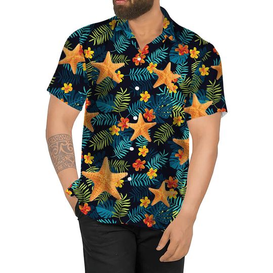 Starfish Hawaiian Shirt for Men, Women, Starfish Shirt Summer Casual Button Down