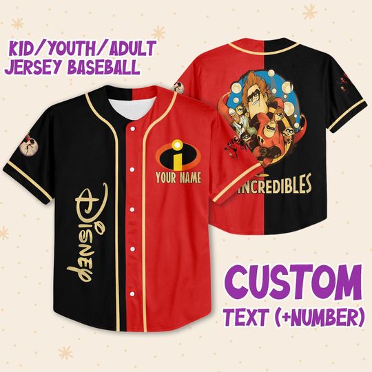 Personalized Disney The Incredibles Characters Awesome Custom Baseball Jersey Cute