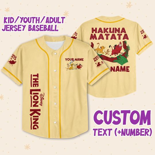 Discover Personalize The Lion King Hakuna Matata Friends Color Custom Disney Baseball Jersey Disney