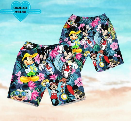Disney Mickey Mouse Tropical Summer Vacation 3D Hawaiian Short For Men Women Gift Party, Birthday, Valentine, Hawaiian Shirt Short