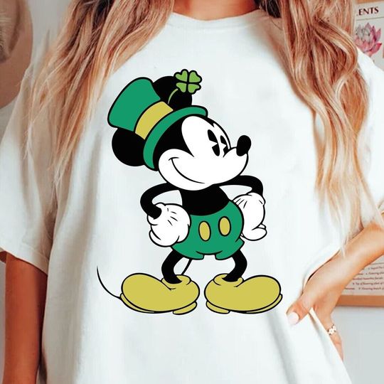 Mouse St Patricks Day tee , Lucky Shamrock St Patrick Day ,mickey Disney T-shirt