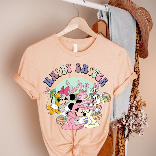 Discover Vintage Happy Easter Shirt, Disney Easter Day Gift, Retro Easter Day Shirt