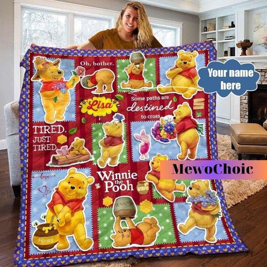 Christmas Pooh Disney Quilt, Winnie The Pooh Quilt, Pooh Quilt Pattern, Tigger Piglet Eeyore Quilt