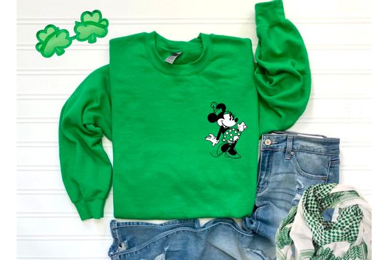 Disney St Patricks Day, Shamrock Minnie, St Patricks Day Minnie Sweatshirt