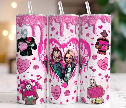 Discover Funny Horror Friend 20oz Tumbler With Lip And Straw