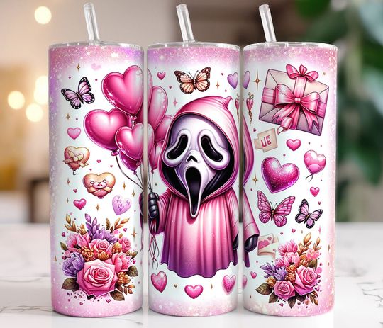 Discover Funny Horror Valentine 20oz Tumbler With Lip And Straw