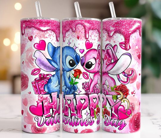 Discover Stitch Valentine 20oz Tumbler With Lip And Straw