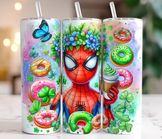 Discover spiderman st patrick day 20oz Tumbler With Lip And Straw