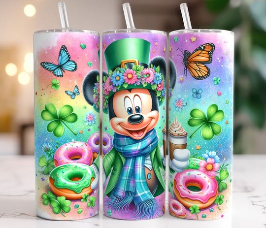 Discover Cartoon Mouse St Patrick 20oz Tumbler With Lip And Straw