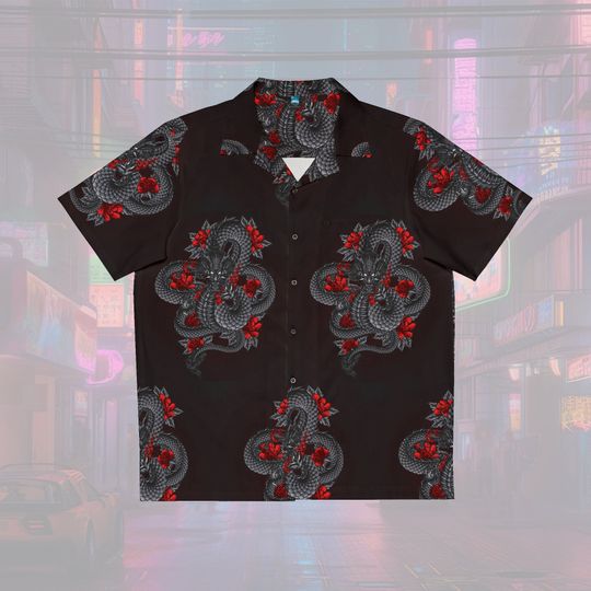 Discover Black and Red Dragon Hawaiian Shirt, Dragon Shirt