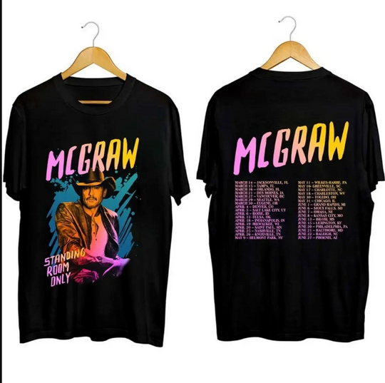 Tim McGraw 2024 Music Tour T-shirt Black Gift Fans All Size S-3XL