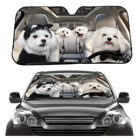 Discover Cute Puppy Car Windshield Sun Shade, Funny Dog Driving Sun Shade Decoration
