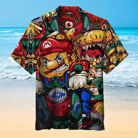 Mario Brothers Racing Hawaiian Shirt, Mario Shirt, Mario Fan Gift