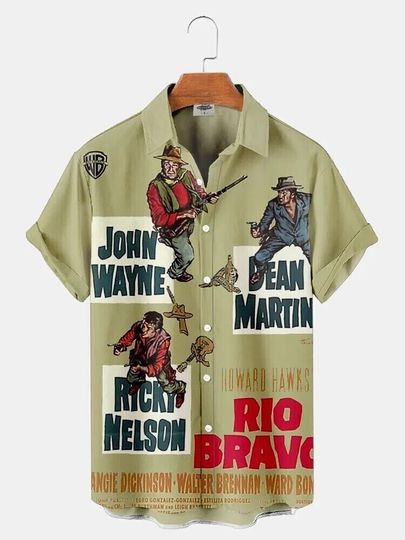 John Wayne Bean Martin Action Movie Hawaiian Shirt