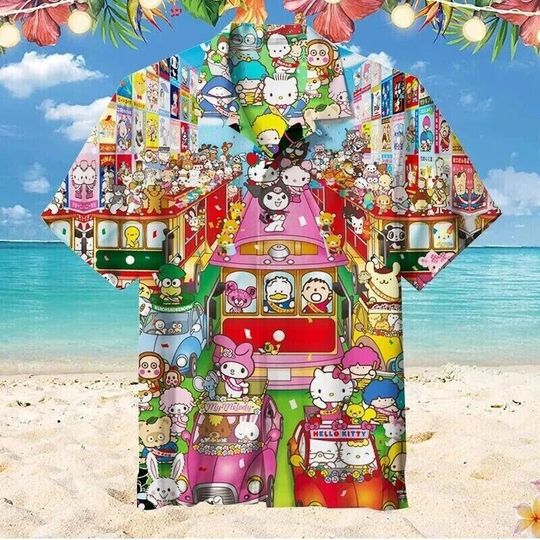 Hello Kitty Hawaiian Shirt, Summer Holiday Hawaiian