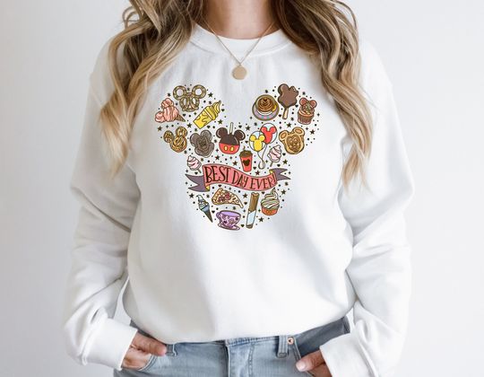 Disney Best Day Ever Sweatshirt, Mouse Park Snacks Sweatshirt