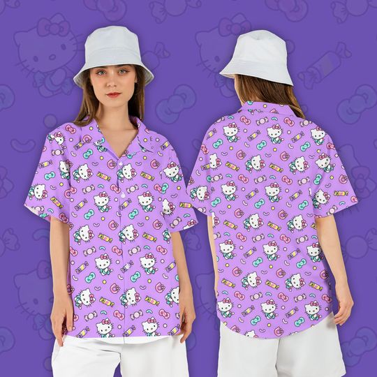 Hello Kitty Cat Hawaiian Shirt, Hello Cat Summer Shirt
