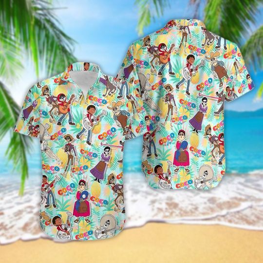 Famous Family Inspiration Coco Movie Button Up 3D Hawaiian Shirts