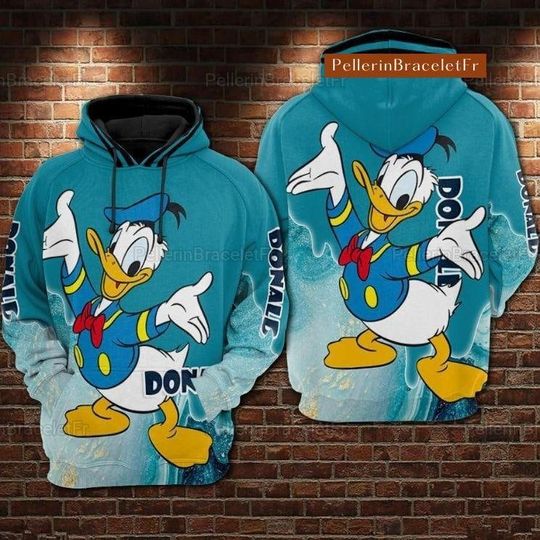Disney Donald Duck Hoodie, Cartoon Hoodie, Donald 3d Hoodie