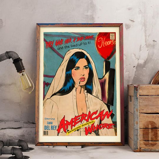 Lana Del Rey Poster, Cartoon Music Poster, Gift For Him
