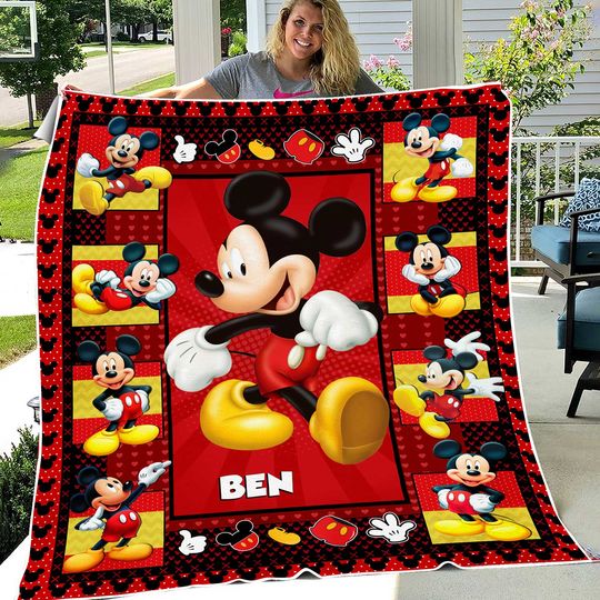 Personalized Disney Mickey Mouse Quilt | Mickey Mouse Fleece Blanket