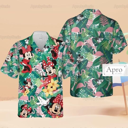 Minnie Mouse Hawaiian Shirt, Minnie Floral Summer Shirt, Disney Minnie