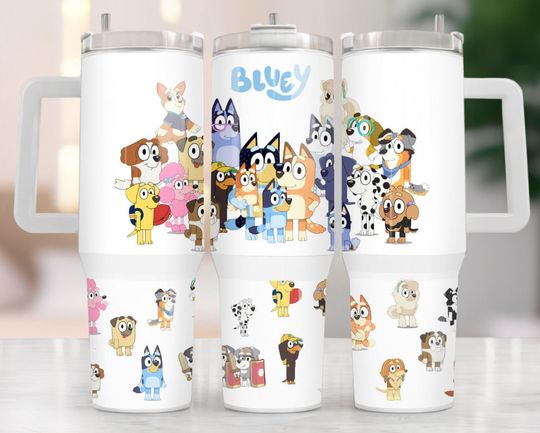 BlueyDad Tumbler, BlueyDad Family Tumbler 40 oz with Handle