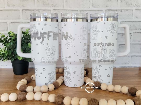 BlueyDad Tumbler, BlueyDad Family Tumbler 40 oz with Handle