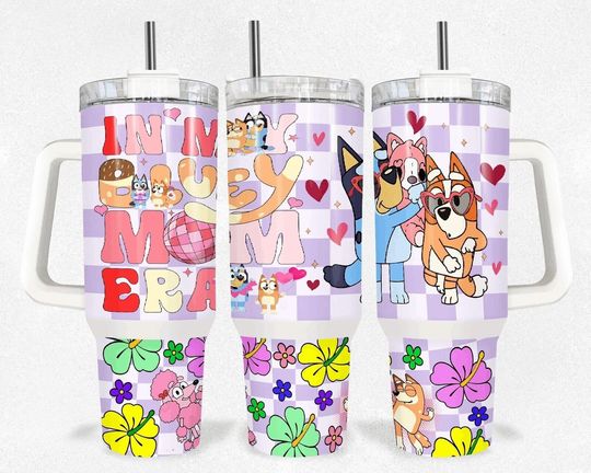 BlueyDad Tumbler, BlueyDad Family Tumbler 40 oz with Handle