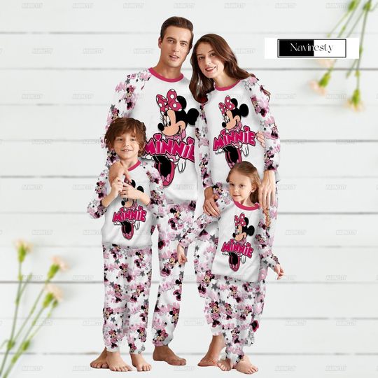 Minnie Family Pajamas Set, Disney Cartoon Pajamas, Minnie Mouse Pajamas Family