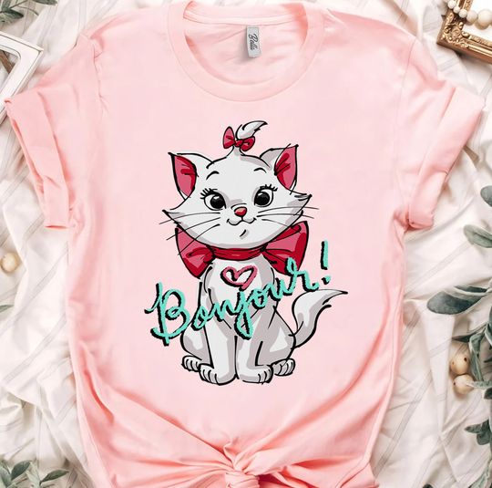 Disney Aristocats Marie Bonjour Cute Cat T-Shirt, Family Matching Disneyland Vacation Shirt