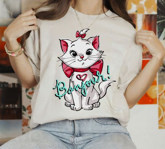 Disney The Aristocats Marie Bonjour T-Shirt, Marie Cat Shirt, Magic Kingdom Shirt, Disneyland Trip Family Outfits
