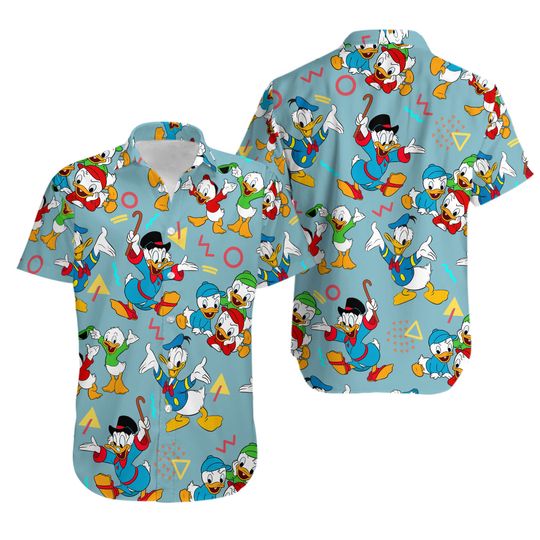 Ducktales Scrooge Mcduck Donald Huey Dewey Louie Duck Hawaiian Shirt
