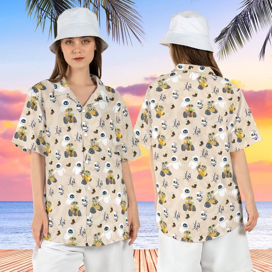 Wall-E and Eve Hawaiian Shirt, Disneyland Couple HHawaiian Shirt