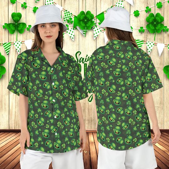 St Patricks Day Hawaiian Shirt, Lucky Shamrocks Hawaiian Shirt