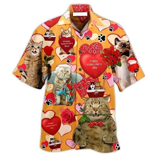 Cat Love Happy Valentine's Day 3 Hawaii Shirt