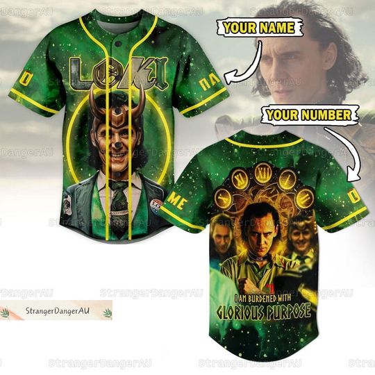 Loki Tom Hiddleston Jersey, Loki I Am Burdened With Glorious Purpose Baseball Shirt