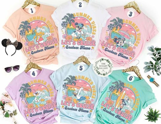 Personalized Mickey and Friends Summer Vibes Disney Cruise Shirt