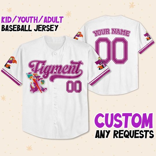 Custom Disney Figment Little Spark Simple White, Custom Jersey
