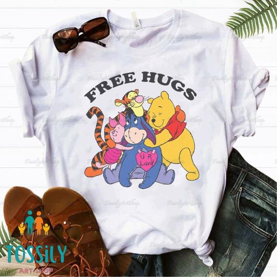Free Hugs Winnie The Pooh Shirt, Piglet Pooh Tigger Eeyore Shirt, Disney Trip Shirt, Birthday Gift