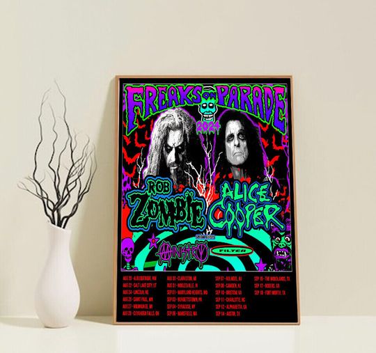 Rob Zombie And Alice Cooper Freaks On Parade 2024 Tour Poster
