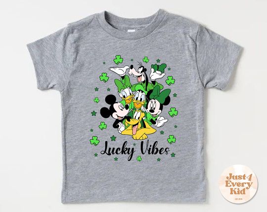 Lucky Vibes Kids T-Shirt, St Patricks Day Disney Shirt, Cute Natural Irish Kids Shirt